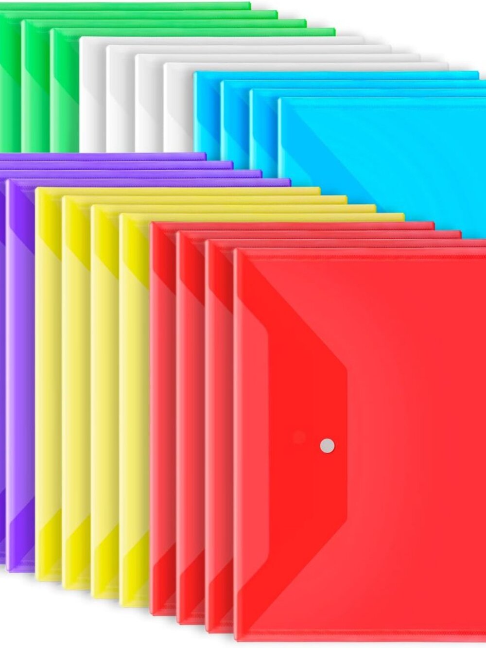 Snap-Closure File Folders, 24-Pack, A4/Letter Size, 6 Colors, Office & School,